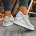 thumbnail image 5 of Pandaie Womens Wedges Sneakers Casual Platform PU Leather Walking Shoes Fashion Mesh Breathable Shoe Comfortable Non Slip Footwear Grey 7, 5 of 8