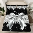 thumbnail image 2 of jejeloiu Cute Bowknot Twin Sheet Set,Kawaii Silver Diamond,Breathable Decor For Kids,3-Piece, 2 of 7
