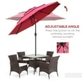 thumbnail image 3 of Outsunny 9FT 3 Tiers Patio Umbrella Outdoor Market Umbrella with Crank, Push Button Tilt for Deck, Backyard and Lawn, Wine Red, 3 of 9