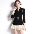 thumbnail image 2 of Ropa de mujer estilo tiro en stock nueva falda francesa traje de dos piezas traje negro cinturón de mujer, 2 of 4