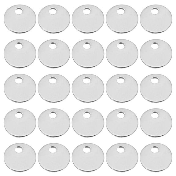 7mm Steel Disc, 100pcs Round Metal Stamping Blanks Tags Circle Metal Plate DIY for Laser Engraving Stamping, Silvery