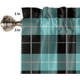 thumbnail image 5 of 3 Piece Kitchen Curtains Tiers and Valances Set, Black Aqua Blue Lattice Gingham Checkered Rod Pocket Short Window Treatment Tiers Curtains Panel and Valance for Cafe Bathroom, 5 of 5