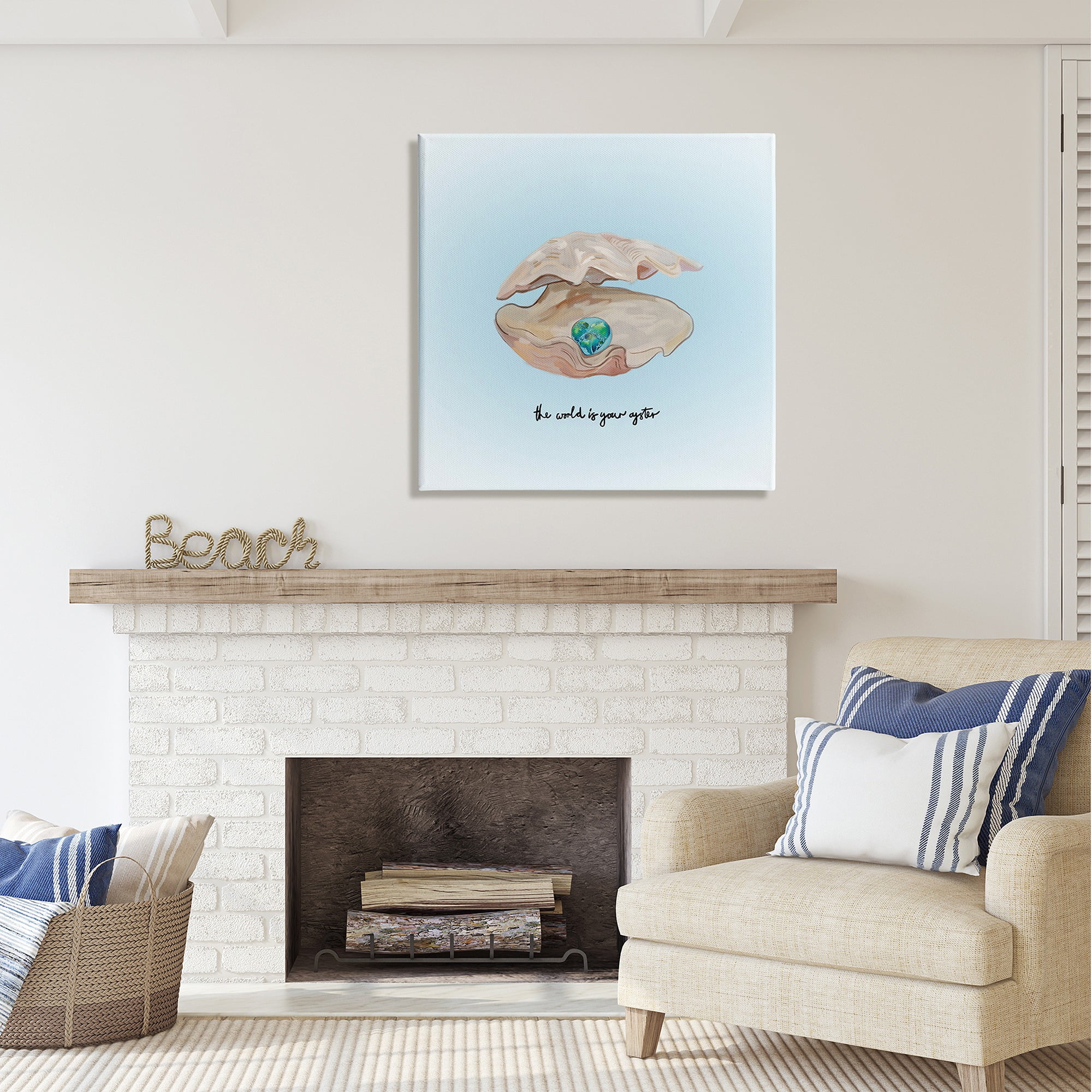 Stupell Industries World Your Oyster Phrase Animals & Insects Painting Gallery Wrapped Canvas Art Print Wall Art, 30 x 30