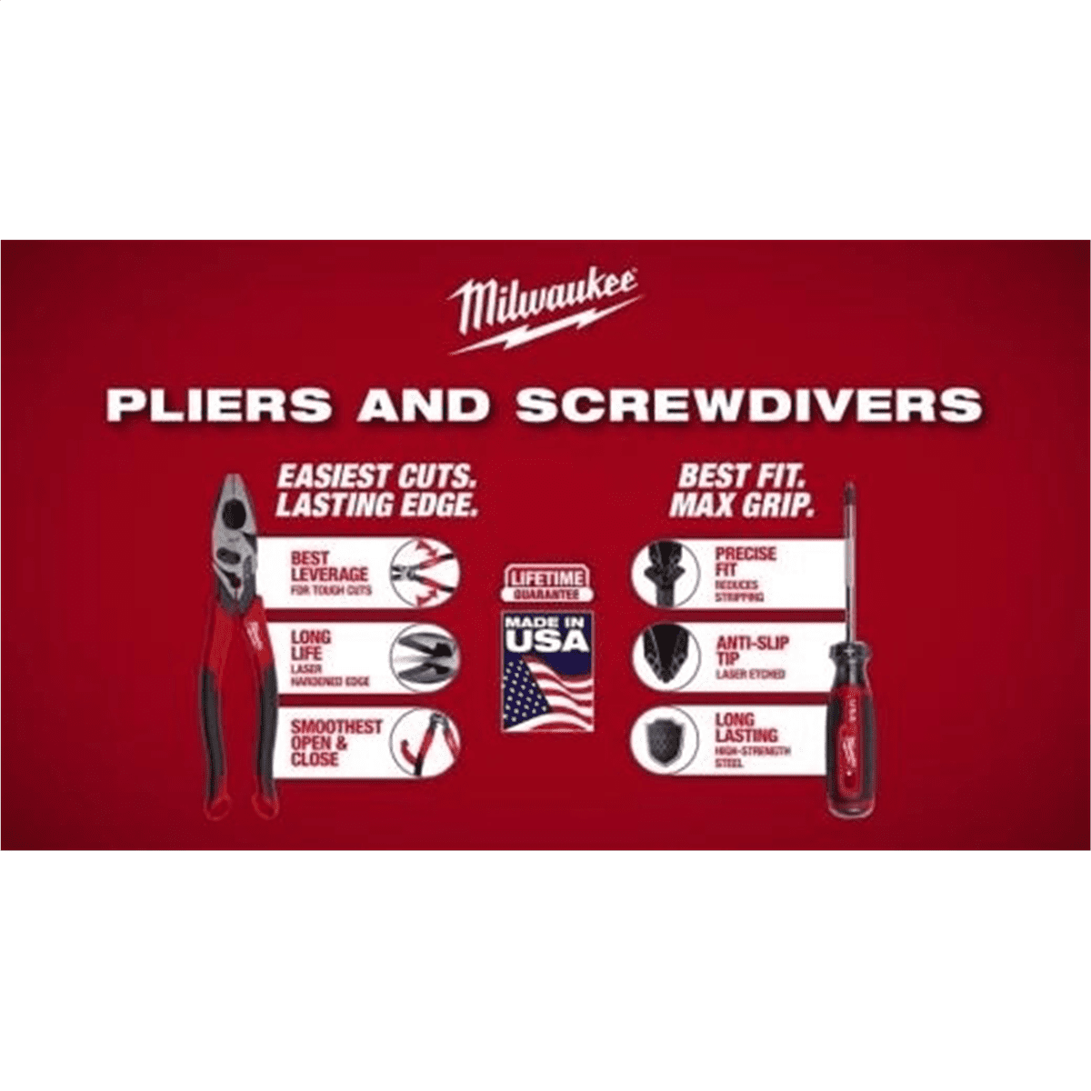 Milwaukee Tool 3/8 Inch Slotted 8 Inch Cushion Grip Demolition Screwdriver (USA)