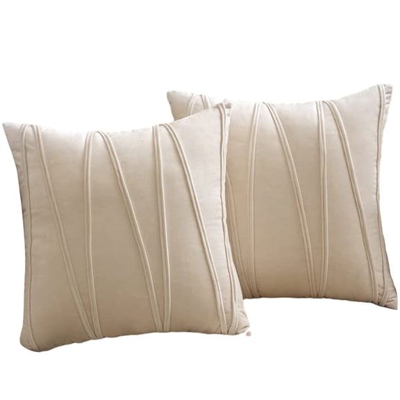 Decorative Couch Throw Pillows, 18x18 Inch, Soft & Cozy Square Cases for Home Decor Striped Pillow Cover Set of 2