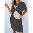 thumbnail image 4 of Womens Casual Summer Crewneck Short Sleeve Ribbed Mini Tshirt Dress, S-2XL, 4 of 11