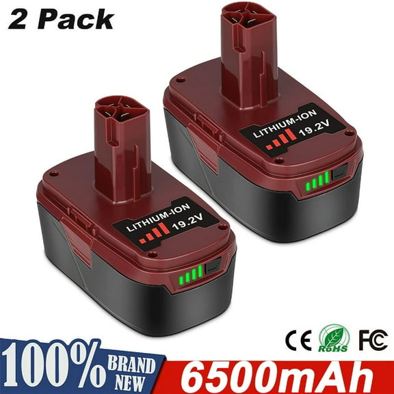 2 Pack 19.2V 6.5Ah Replacement for Craftsman 19.2 Volt C3 XCP Battery 130279005 1323903 130211004 11045 315.115410 315.11485