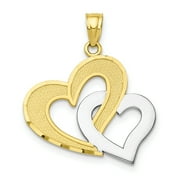 Roy Rose Jewelry 10K Yellow Gold & Rhodium Double Heart Pendant