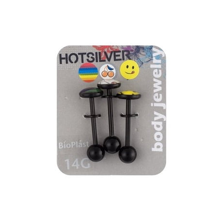 14-Gauge Flat Picture Bead Tongue Barbell Value Pack