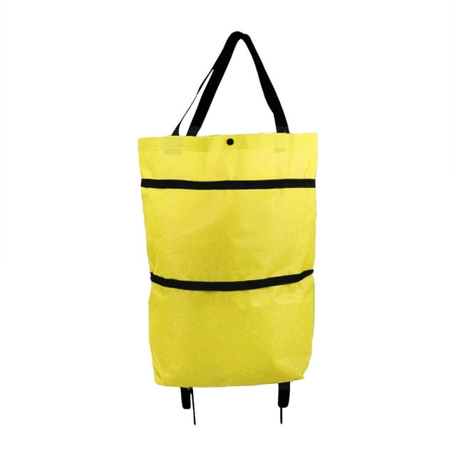 WHEANG Tool Bag Shopping Trolley Bag Portable Multifunction Folable Tote Bag Shopping Cart Reusable Grocery Bags with Wheels Rolling Grocery Cart One Size Yellow
