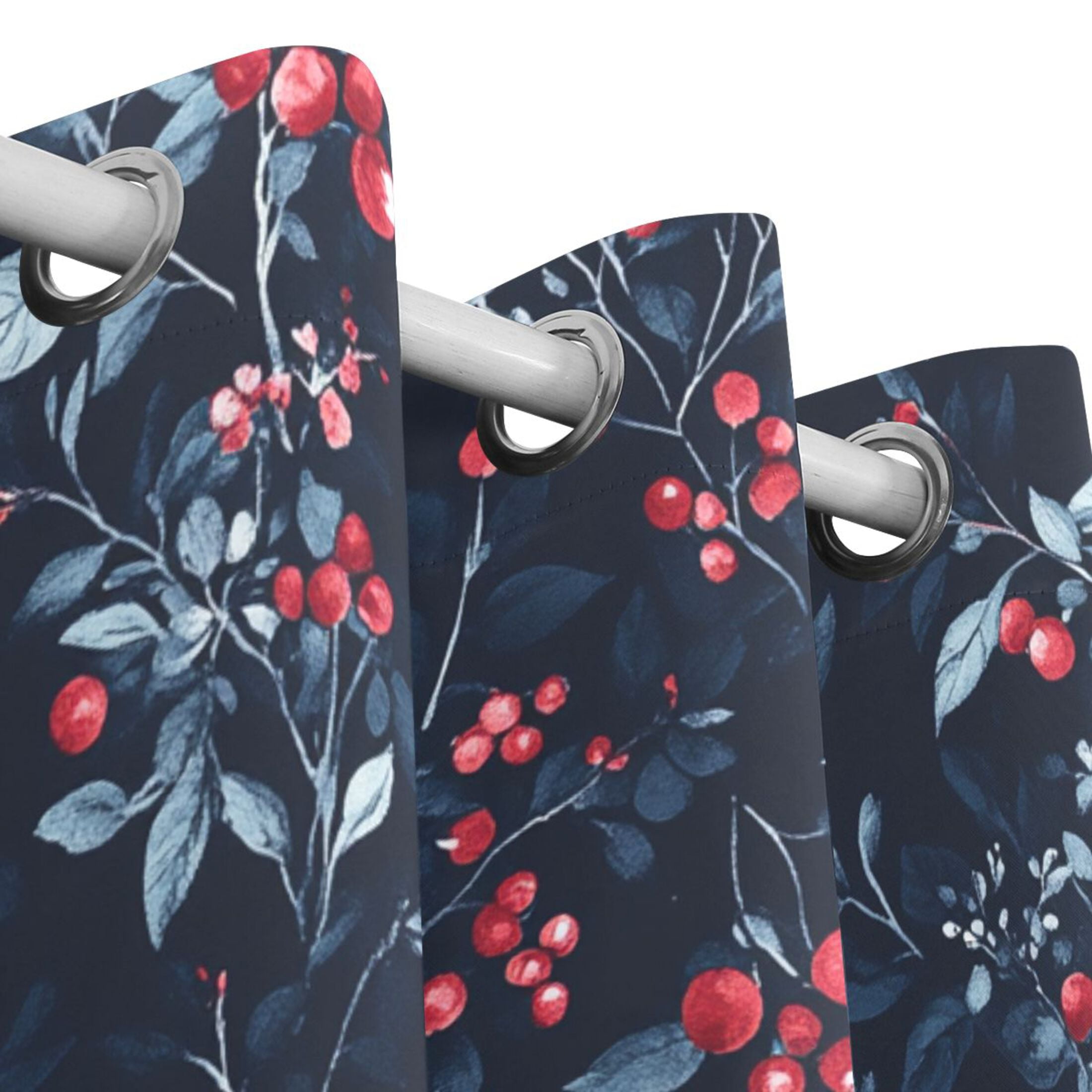 Berry and Leaf Blackout Curtains for Living Room Bedroom 55W x 54L Insulated Window Drapes 2 Panels