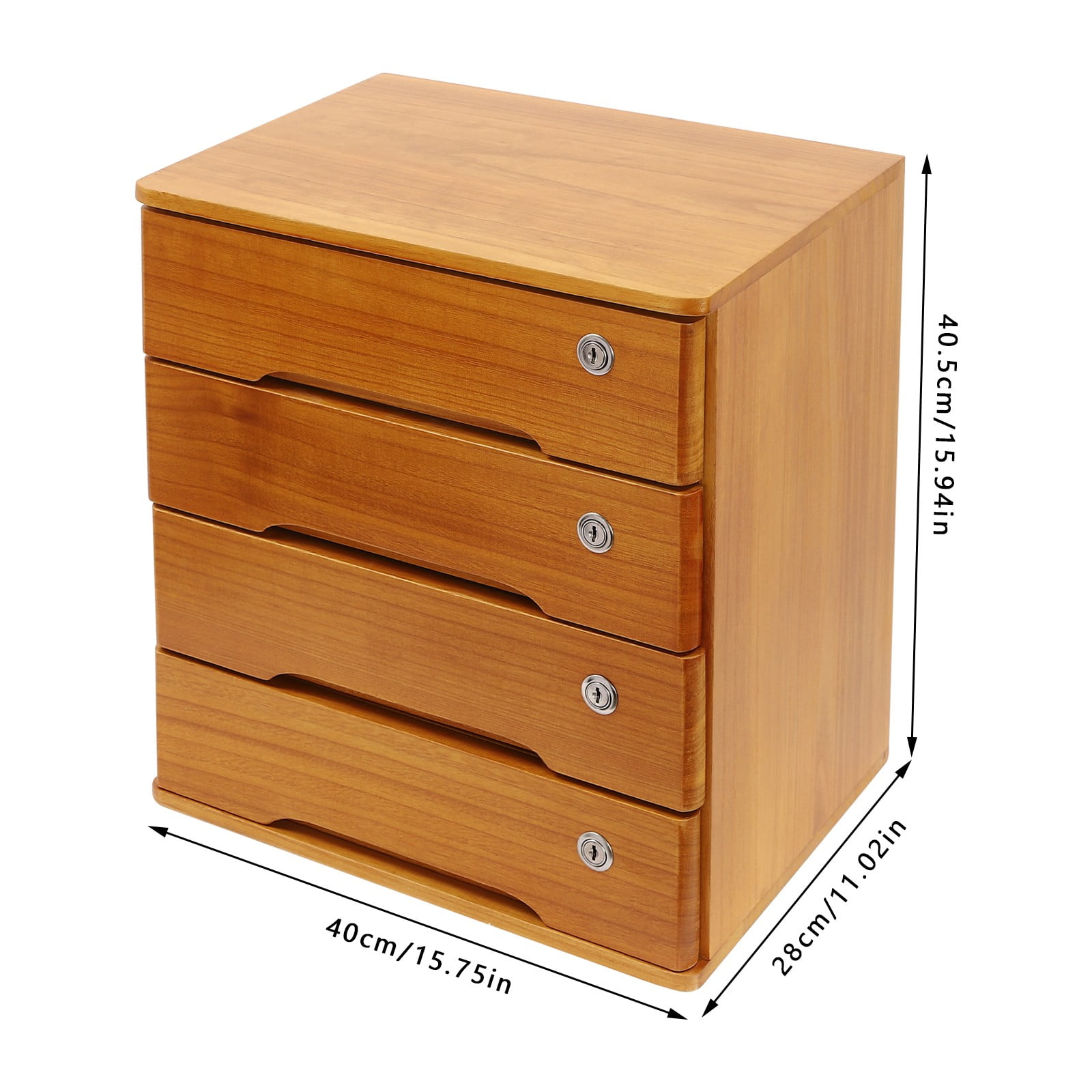4 Tier Wooden Desktop Storage Box with Lockable Drawers, Office Supplies File Organizer, Art Storage Cabinets, Multipurpose Tool Box for Home Office(Wood Yellow)