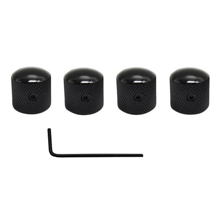 

4Pcs Black Button Dome Knobs Volume Control w/ Wrench for Electric Bass