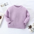 thumbnail image 2 of Curuila Toddler Girls Boys Tops Crew Neck Long Sleeve Solid Color Sweater Autumn Winter Warm Pullover Coat Jacket Purple Size 2-3 Years, 2 of 4