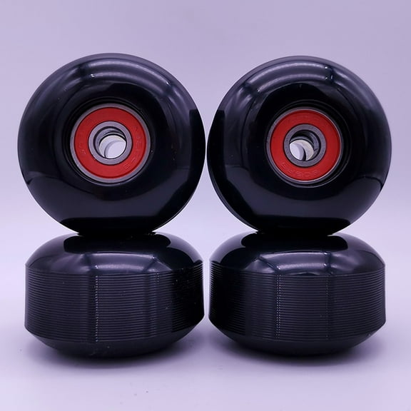 Splihome 4 Pcs 52X32Mm 95A Soft Longboard Skateboard Wheels Abec-9 Bearing Black