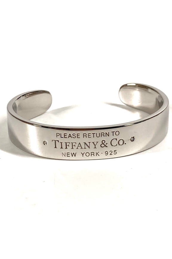 Pre-Owned TIFFANY & Co. Tiffany Diamond Return to Narrow Cuff Bangle, AG925 Silver,... (Good)
