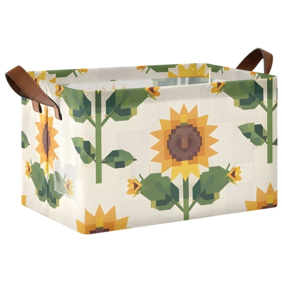 Ryvnso Sunflower Blooming Storage Bins Large Basket Foldable Cube Toys Organizer with Handles 1 PC