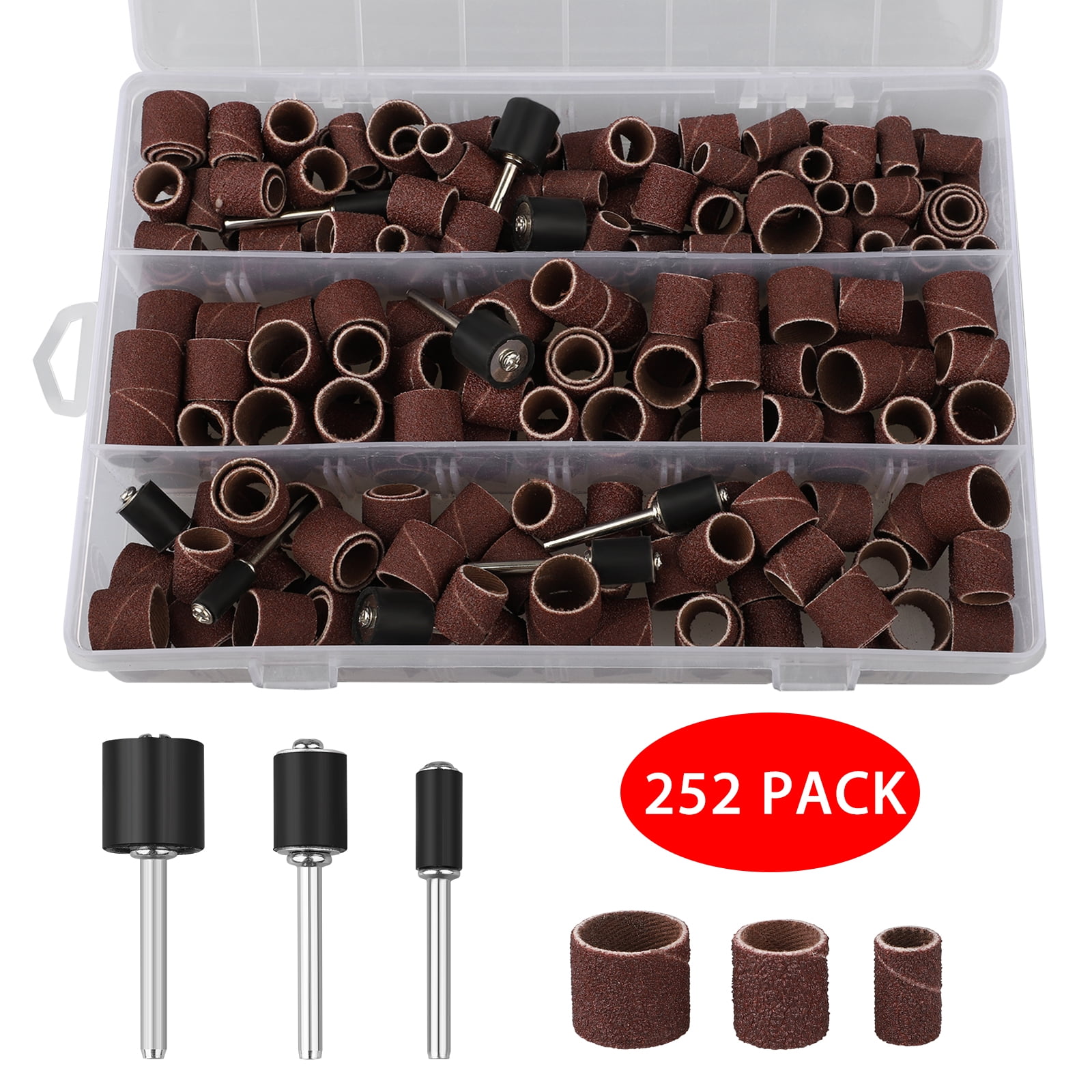 252 Pack Rotary Drum Sanding Band Mandrel 1//2 3//8 1//4 120 Grit Dremel Tool New
