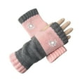 thumbnail image 2 of Women's Knitted Fingerless Gloves with Cute Embroidery, Cozy & Soft Knit Fabric Fingerless Gloves for Winter Walk Pink One Size, 2 of 3