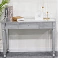 thumbnail image 3 of Table Dressing Table Vanity Table with 3-Drawers and Mirror Dressing Table Console Table Mirror Writing Desk Easy Assemble,106x38x76cm,Silvery Makeup Dressing Table (Silvery), 3 of 8