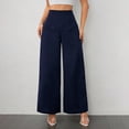 thumbnail image 5 of Women's Wide Leg Trousers, Draping Casual Work Pants, High Waist Flowy Palazzo Pants for Office, Commute, Daily Wear and Versatile Outfits Dark Blue M, 5 of 7