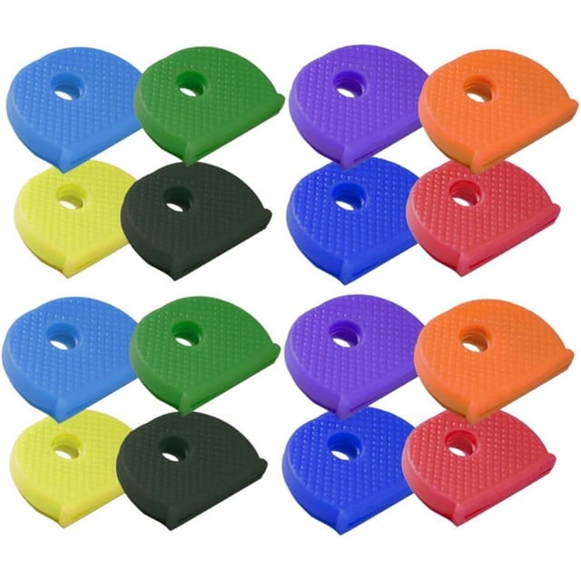 Colored Tabs 24pcs Plastic Tags Colored Labels Rubber Key Toppers Key Coding Ring Assorted Color Key Mixed Clor Key Cap Key Caps Split Ring Cover Ring Key Ring Lucky Collar