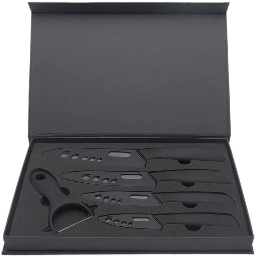 Ceramic Knifes Set With Sheaths 5 Piece Black Ceramic Knifes Set