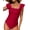 Red, variant on Tummy Control One Piece Swimsuit for Women Square Neck Ruffle Sleeve Bathing Suit Open Back Swimwear