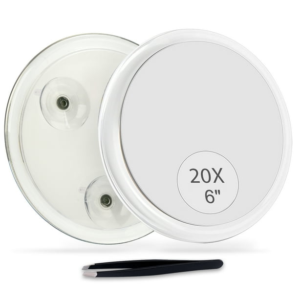 Magnifying Mirror with Suction Cups,20x Magnification,6" Vanity Mirror