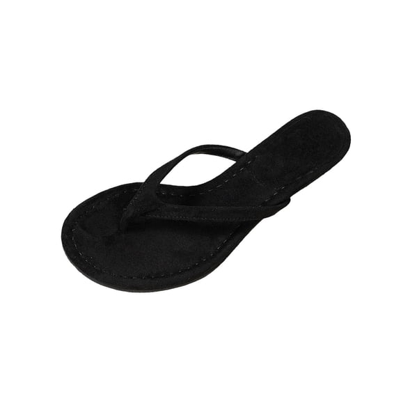 Black Womens Sandals Low Heel Open Toe Thong Sandals Slip On Comfortable Casual Daily Wear Black Size 5