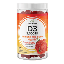 Swanson Vitamin D3 Gummies - Strawberry 2,000 Iu (50 mcg) 60 Gummies