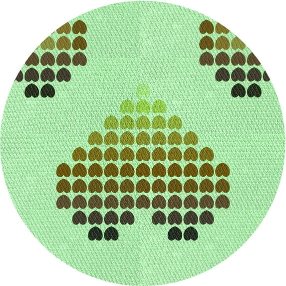 Ahgly Company Indoor Round Patterned Light Green Area Rugs, 8' Round