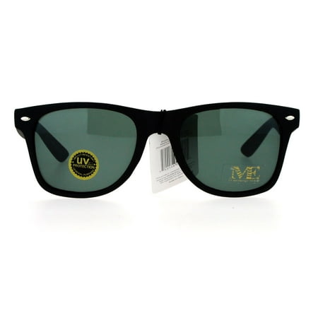 SA106 Tempered Glass Lens Rubberized Matte Horned Sunglasses Black