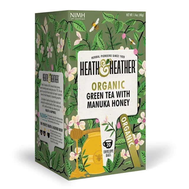 Heath Heather Organico Té Verde Organico con Miel de Manuka 20 sobres
