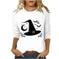 thumbnail image 2 of VKOYWKM Halloween T-Shirts for Women Spooky Graphic T Shirts 3/4 Length Sleeve Halloween Tops Vintage Round Neck Tunic Shirt Top, 2 of 5