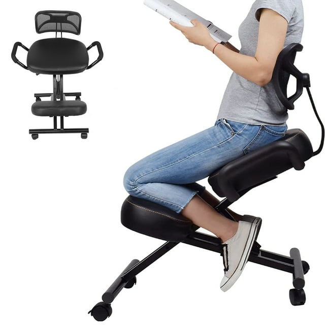Chaise à Genoux, Chaise Ergonomique à Genoux, Chaise de Bureau Réglable pour Améliorer la Posture avec Roues et Support Dorsal, Chaise Ergonomique pour Bureau Salle de Réunion
