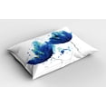 thumbnail image 2 of Ambesonne Blue Pillow Sham 2 Pack, Watercolor Modern Floral Art, 30"x20", Pale Blue and Blue, 2 of 3