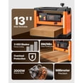 thumbnail image 2 of VEVOR Thickness Planer, Three-Blade, 13-Inch Width Worktable Power Benchtop Planer, 2000W 23500 RPM Powerful Motor, Dual Rollers, Over Protection, Single Speed Woodworking, 2 of 9