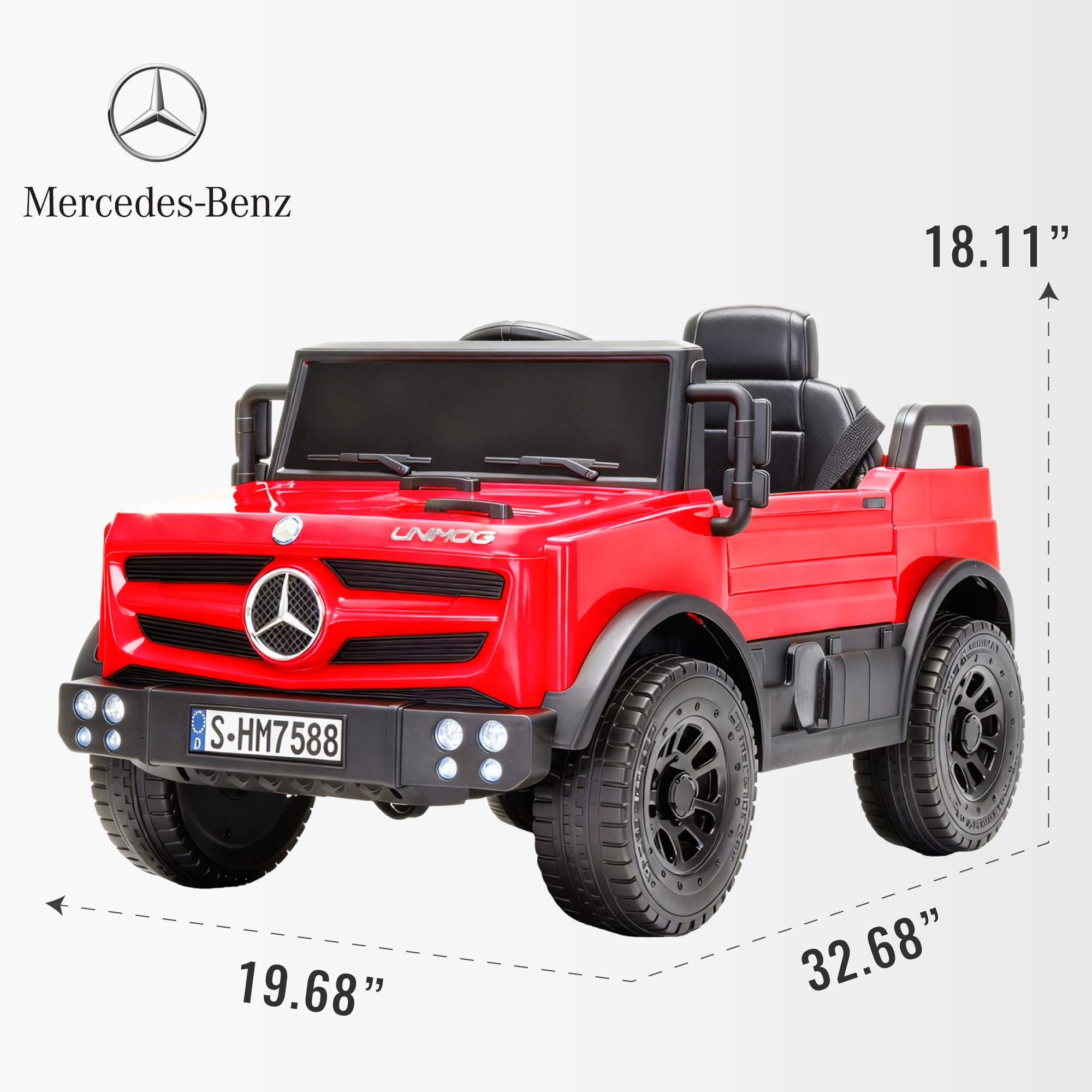 BKIRNP 12V Ride on Toys Electric Car,Licensed Mercedes-Benz Unimog w/Parent Remote Control,Age for 1-4 Boys,Girls,Kids,Red