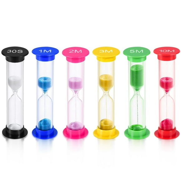 Set de 6 Relojes de Arena KISEER de Colores, tiempos de 30 segundos a 10 minutos