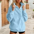 thumbnail image 2 of Bibifish Womens Sweatshirts Fall Winter Half Button Down Crewneck Sweatshirts Oversized Long Sleeve Ladies Casual Wear Pullover Tops, 2 of 4
