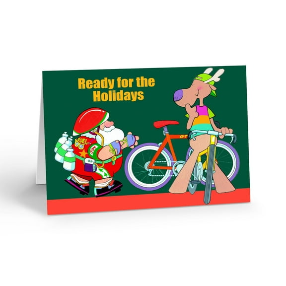 Stonehouse Collection Funny Biking Christmas Cards, Santa in Cycling Gear Gettin