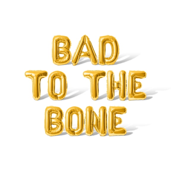 Letter Balloons - BAD TO THE BONE 16" Inch Alphabet Letters Foil Mylar Balloon Halloween Party Banner (Gold)