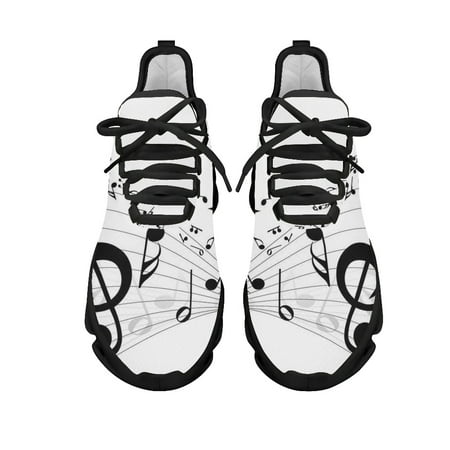 

Fashion Musical Notes Cartoon Pattern Female Flat Shoes Comfort Sport Sneakers for Women Lace Up Platform Shoes 2023