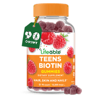 Teens Biotin 10000mcg Gummies | Vitamin B7 | Vegan Biotin Supplement | Great Tasting Biotin Gummies for Hair growth, Healthy Skin and Nails | Biotin Vitamins For Teens | 90 Gummies | Lifeable