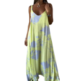 thumbnail image 2 of Vestido Bohemio de Verano con Tirantes Finos, Sin Mangas y Cuello en V para Mujer, con Estampado Floral, para Vacaciones, Color Amarillo XXL, 2 of 10