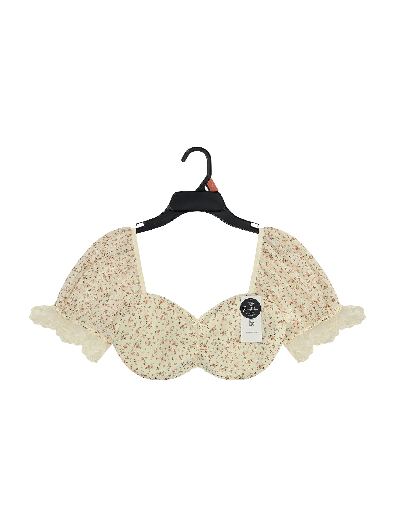 Jessica Simpson Women's Mesh Puff Sleeve Bralette, Size S-XXXL