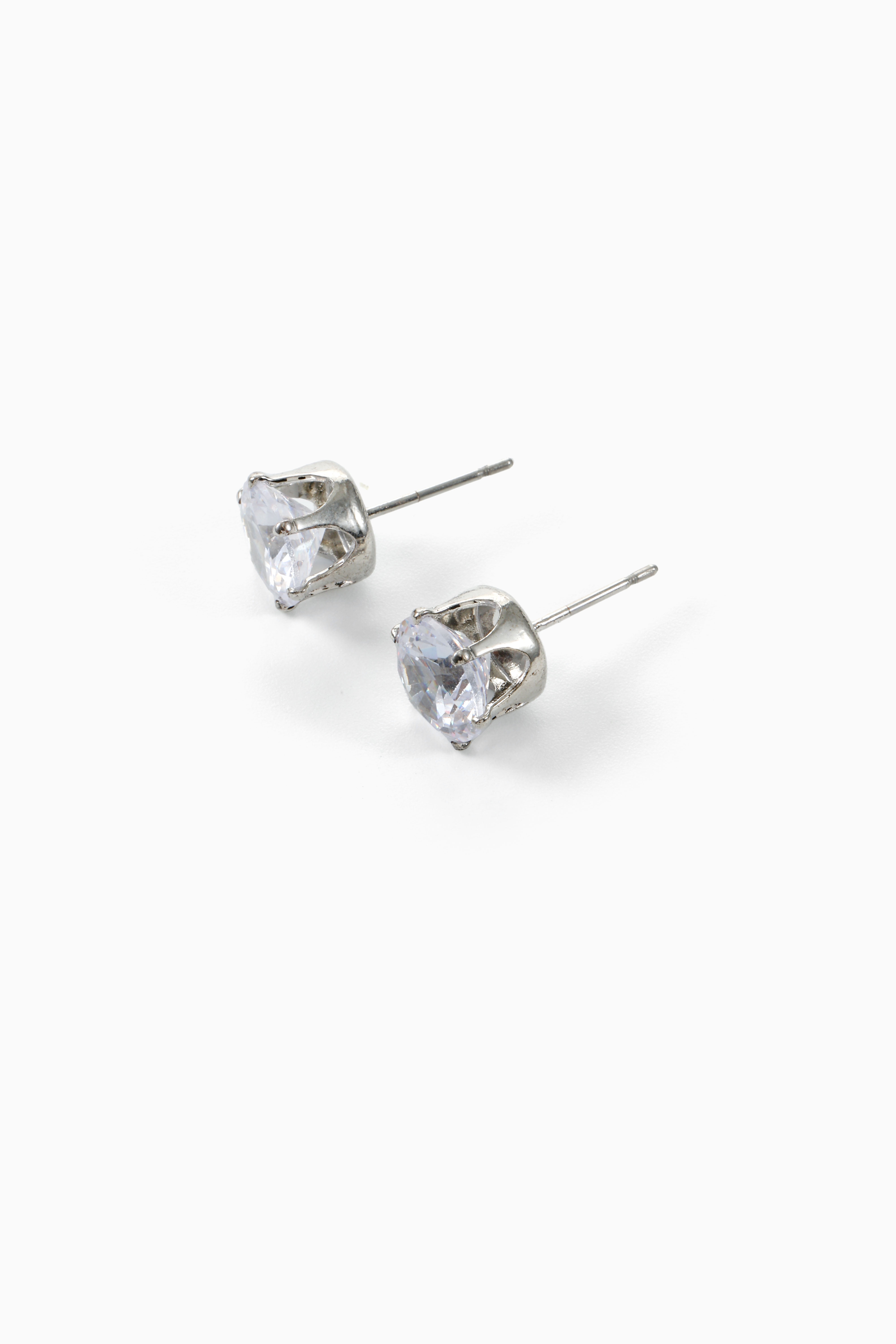 Time and Tru Women's Silvertone Cubic Zirconia Stud