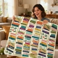 thumbnail image 4 of Living Room Bookshelf, Vintage Bookshelf Library Flannel Throw Blanket, White - Single-Sided Printed - For Bedroom Couch Living Room Office, 4 of 5