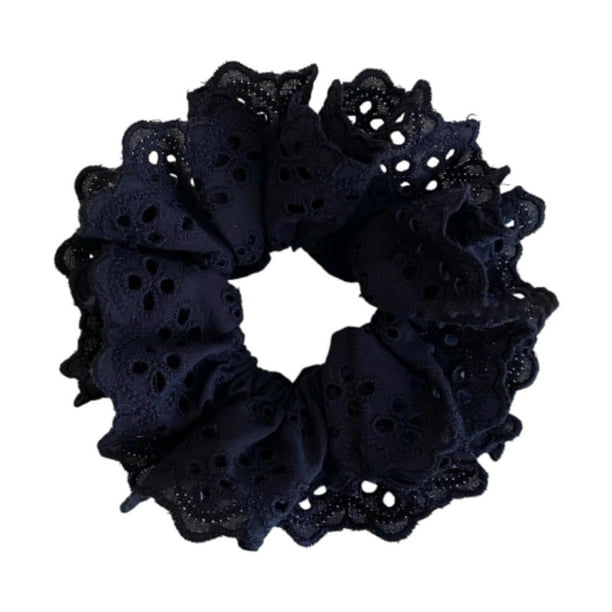 Coletero de encaje elegante para el pelo para damas y niñas. Negro